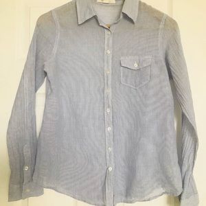FOREVER21 SEMI-SHEER BLUE BUTTON DOWN BLOUSE